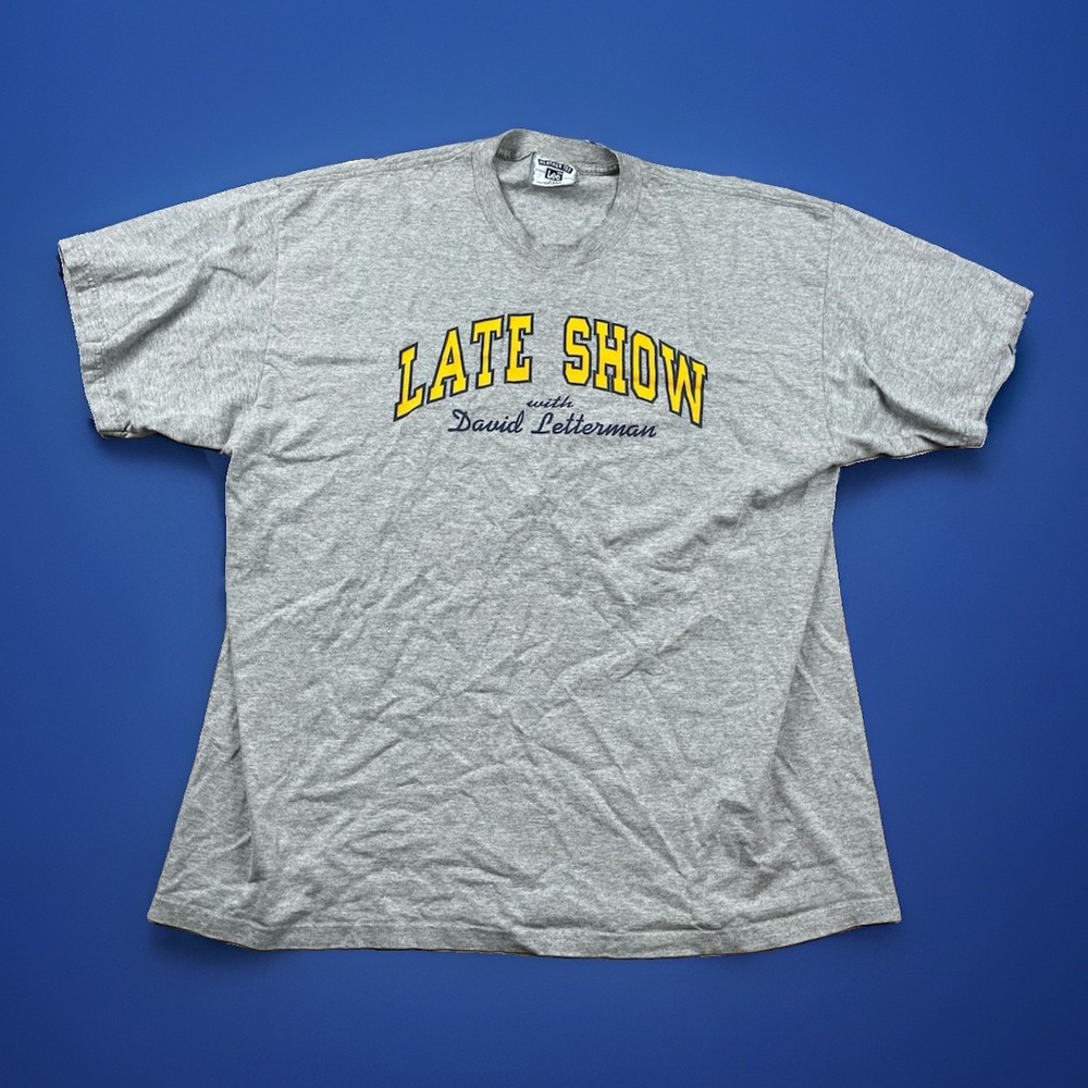 Vintage Late Show with David Letterman Shirt Mens 2XL Gray Lee Made In USA